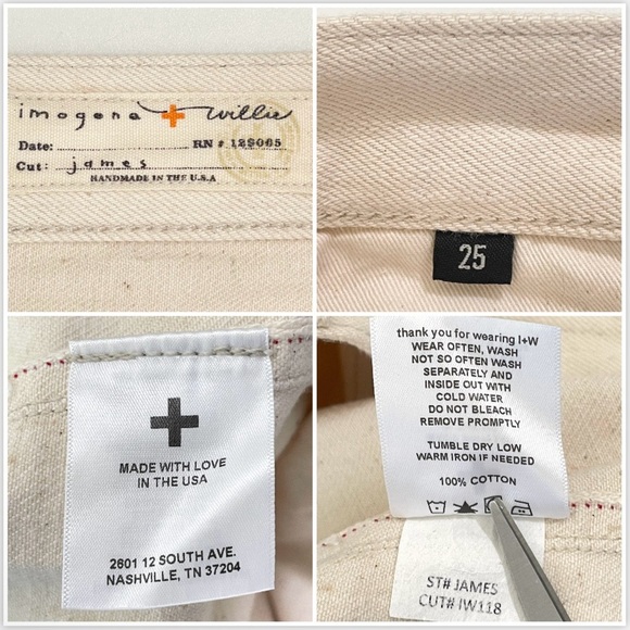 NWT Imogene + Willie James Jean Slim Straight Natural Seeded Selvedge Denim 25 - Picture 16 of 16